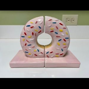 Sprinkle Donuts Bookends Ceramic Glazed
